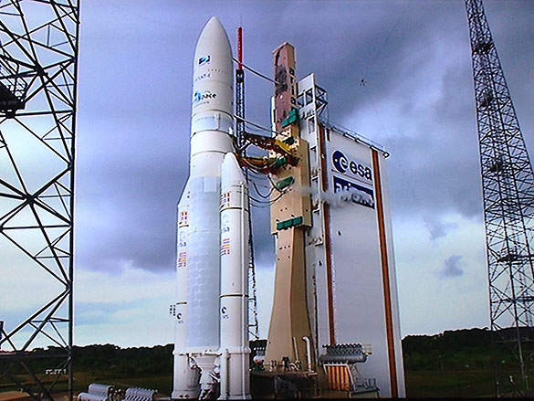 El cohete Ariane-V, listo para despegar. Foto de Fernando Lombardo