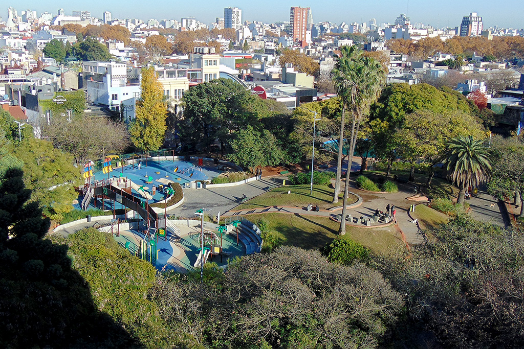 Vista aerea de una plaza